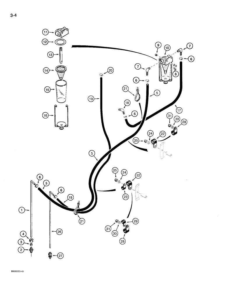 Схема запчастей Case 721 - (3-04) - FUEL LINES AND SEDIMENT BOWL (03) - FUEL SYSTEM