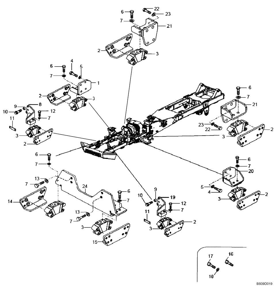 Схема запчастей Case 330B - (18A00001015[001]) - GEARBOX MOUNTING (P.I.N. HHD0330BN7PG57000 AND AFTER) (84214628) (03) - Converter / Transmission