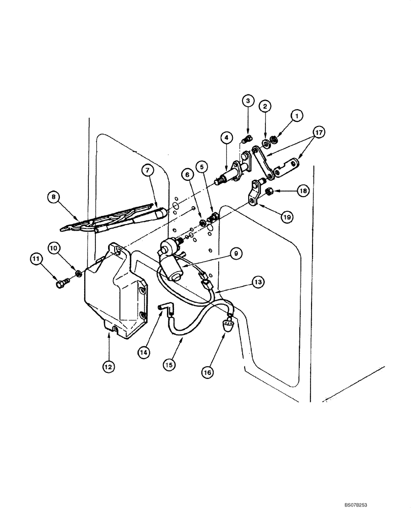 Схема запчастей Case 885 - (09.48[00]) - FRONT LOWER WINDSHIELD WIPER (09) - CHASSIS