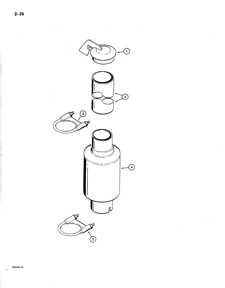 Схема запчастей Case 1080B - (2-26) - OPTIONAL SPARK ARRESTER, USED ON MODELS WITH DETROIT DIESEL ENGINE (02) - ENGINE