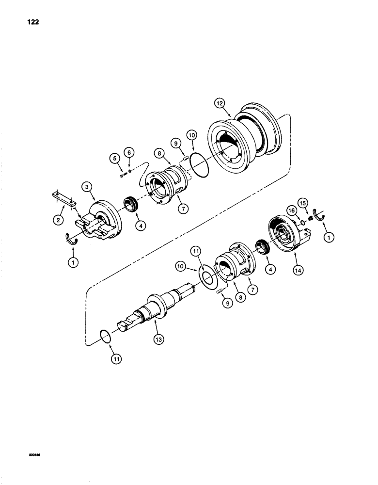 Схема запчастей Case 1280 - (122) - SINGLE FLANGE TRACK ROLLER, TYPE I (04) - UNDERCARRIAGE