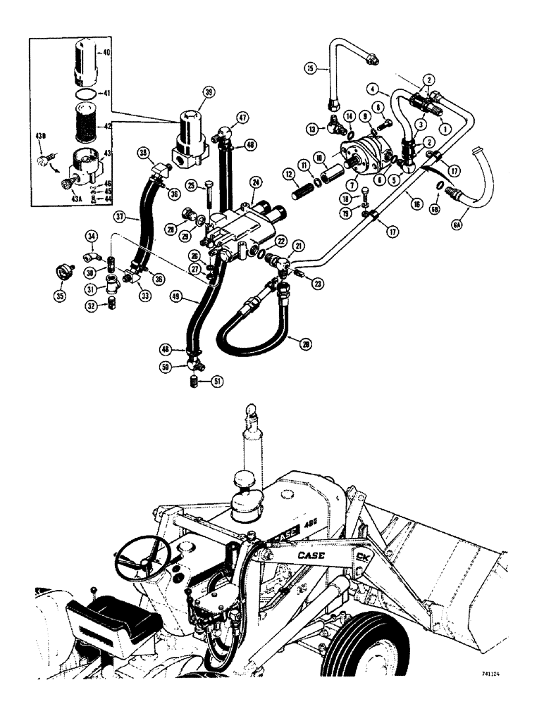 Схема запчастей Case 26B - (024) - LOADER PRIMARY HYDRAULICS, BEFORE SN 5003000 