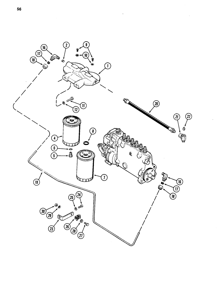 Схема запчастей Case 880C - (056) - FUEL FILTER SYSTEM, 504BD DIESEL ENGINE (02) - FUEL SYSTEM