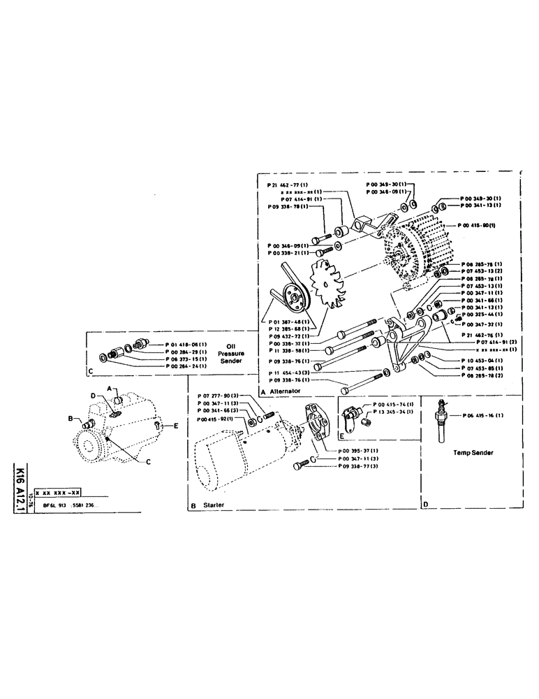 Схема запчастей Case 160CL - (78) - STARTER, OIL PRESSURE SENDER, TEMPERATURE SENDER (06) - ELECTRICAL SYSTEMS