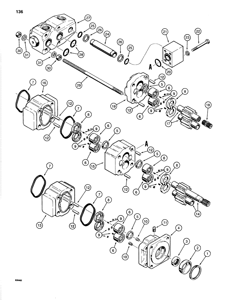 Схема запчастей Case 1280B - (136) - TRACK DRIVE HYDRAULIC MOTORS (06) - POWER TRAIN