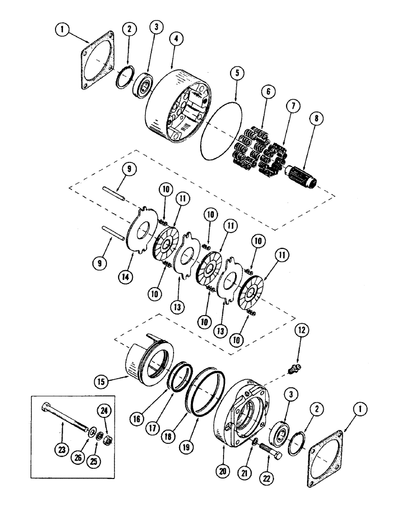 Схема запчастей Case 40 - (068) - TRACK DRIVE BRAKE (33) - BRAKES & CONTROLS