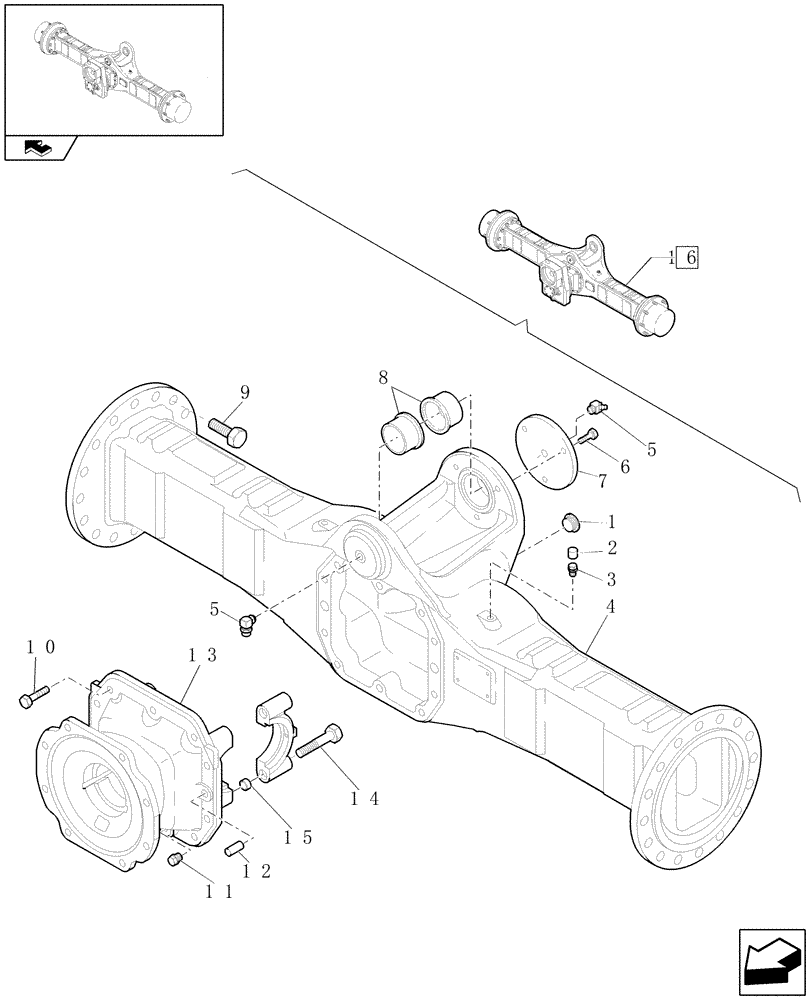 Схема запчастей Case 221E - (073/02[04]) - 20 KM/H REAR SELF-LOCKING AXLE (05) - REAR AXLE