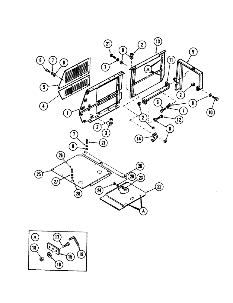 Схема запчастей Case 50 - (9-240) - TURNTABLE SHROUDING AND RELATED PARTS, (LEFT SIDE AND TOP) (09) - CHASSIS