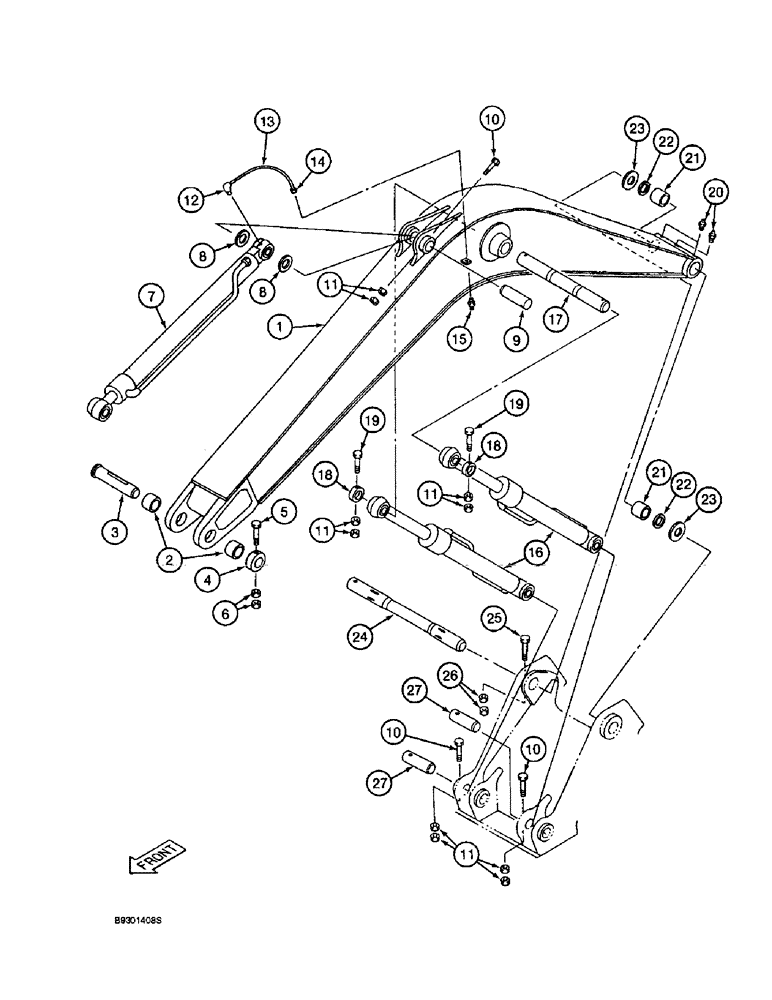 Схема запчастей Case 9010 - (9-50) - BOOM, MOUNTING PINS AND LUBRICATION LINES (09) - CHASSIS