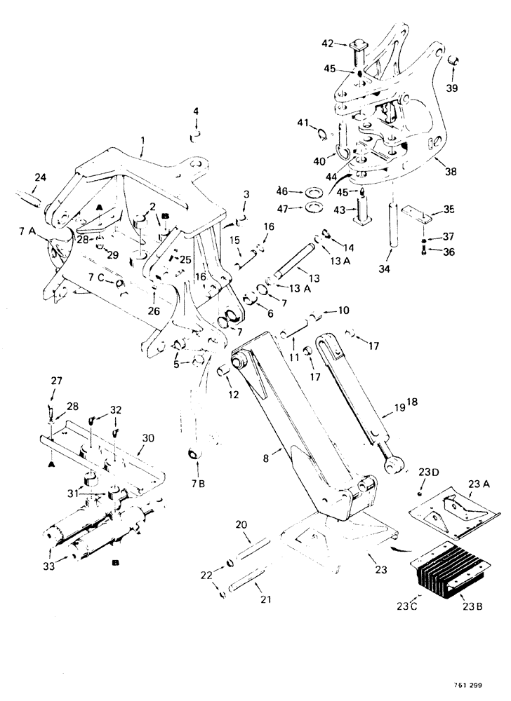 Схема запчастей Case 580F - (230) - AXIAL BACKHOE CHASSIS AND STABILIZERS (84) - BOOMS, DIPPERS & BUCKETS