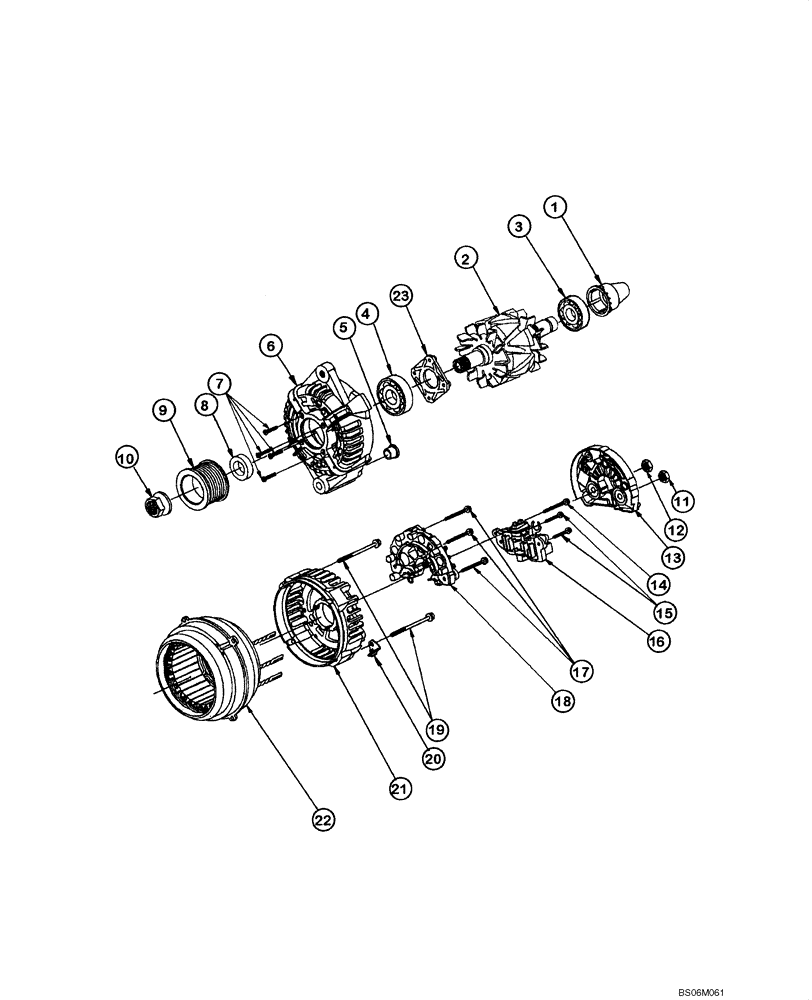 Схема запчастей Case 845 - (04.04[00]) - ALTERNATOR 50A - COMPONENTS (SN N4AF03020 - ) (04) - ELECTRICAL SYSTEMS