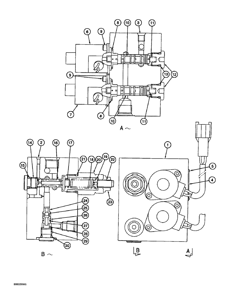 Схема запчастей Case 9060B - (8-218) - SWING BRAKE RELEASE VALVE (08) - HYDRAULICS