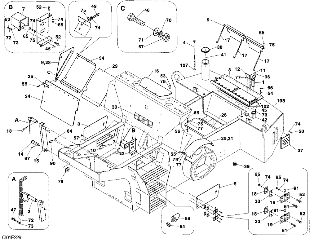 Схема запчастей Case SV210 - (12-001-00[01]) - CHASSIS (09) - CHASSIS