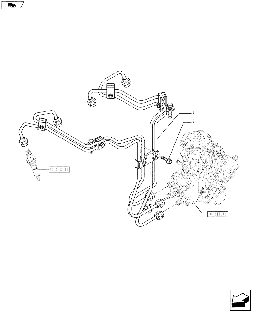 Схема запчастей Case F4GE9454K J604 - (10.218.03) - INJECTION EQUIPMENT - PIPING (2852074) (10) - ENGINE