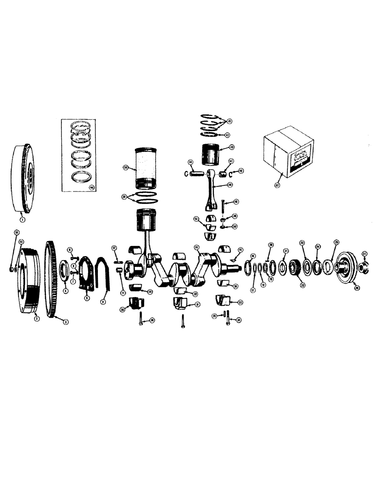 Схема запчастей Case 420BD - (008) - FLYWHEEL, CRANKSHAFT, AND PISTONS - GAS 