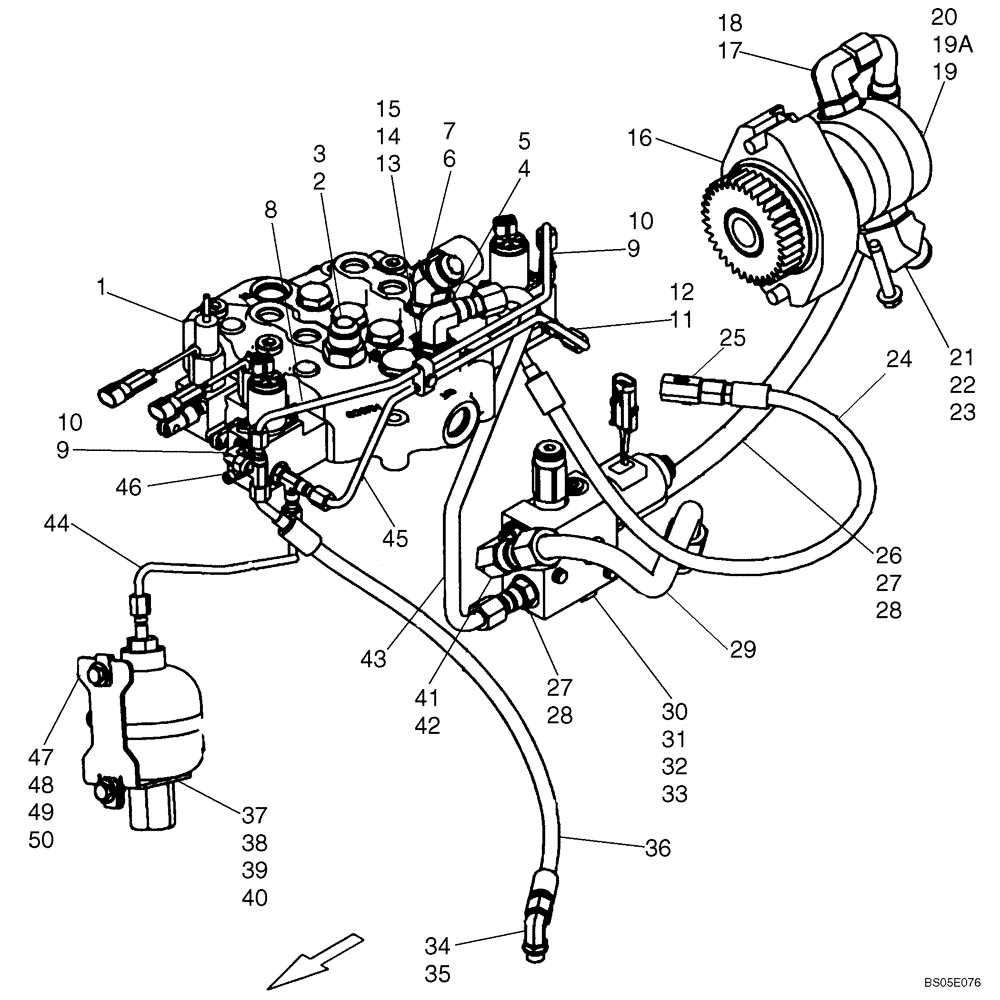 Схема запчастей Case 440CT - (08-19) - HIGH FLOW, CONTROL VALVE (08) - HYDRAULICS