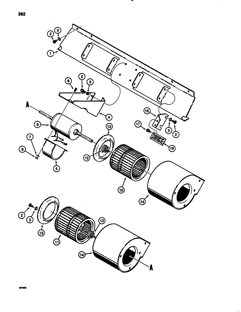 Схема запчастей Case 780B - (392) - CAB BLOWER, WITH METAL FAN HOUSINGS, IF USED (09) - CHASSIS/ATTACHMENTS