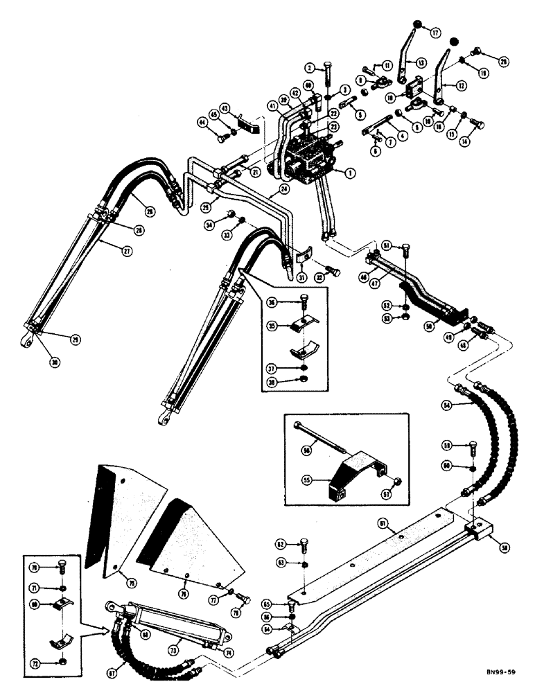 Схема запчастей Case 500 - (232) - HYDRAULIC CROWN TILT BULLDOZER HYDRAULICS, VALVE AND LEVERS, (07) - HYDRAULIC SYSTEM