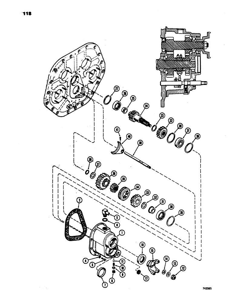 Схема запчастей Case 450 - (118) - TRANSMISSION MECHANICAL RANGE SHIFT (03) - TRANSMISSION