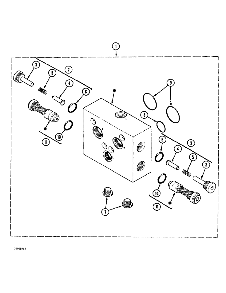 Схема запчастей Case 688BCK - (8C-42) - SWING FORCED FEED BLOCK, 688B CK (120484-120494, 120496-) (07) - HYDRAULIC SYSTEM