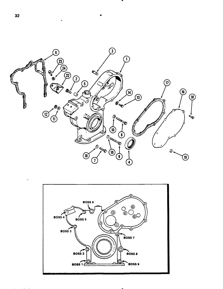 Схема запчастей Case 450B - (032) - TIMING GEAR COVER, 207 TURBOCHARGED DIESEL ENGINE, 207 NATURALLY ASPIRATED DIESEL ENGINE (01) - ENGINE