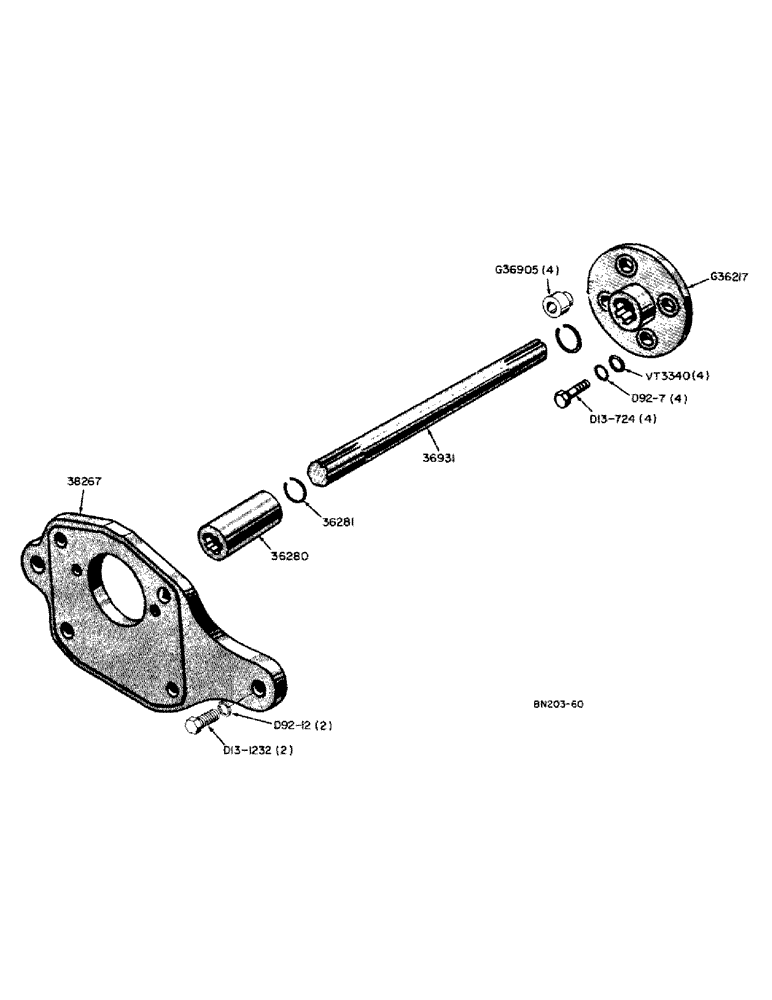 Схема запчастей Case 310 - (43) - LOADER - BACKHOE HYDRAULIC PUMP DRIVE 