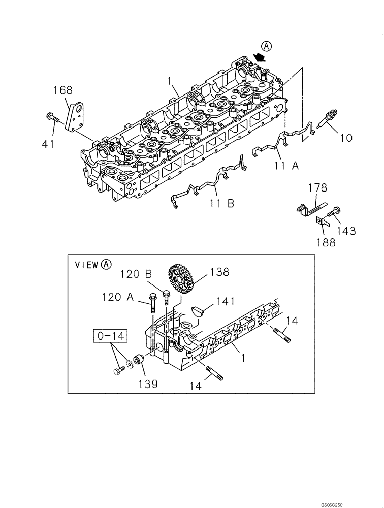 Схема запчастей Case CX350B - (02-10) - CYLINDER HEAD (02) - ENGINE