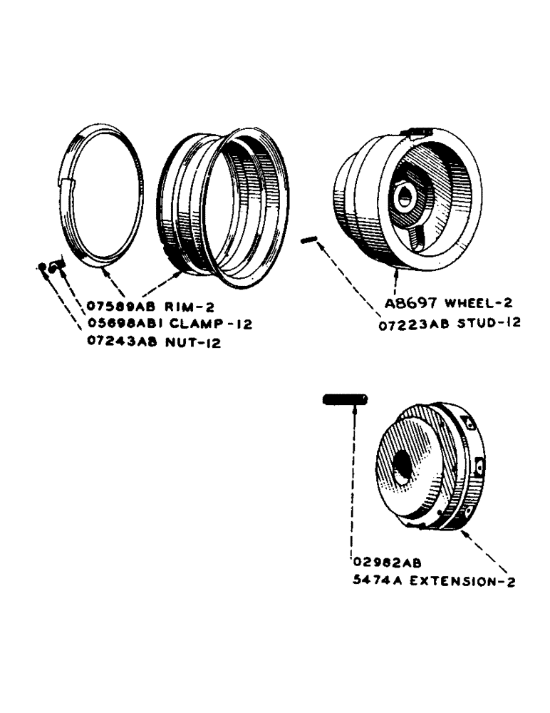 Схема запчастей Case 425 - (100) - REAR WHEELS (44) - WHEELS