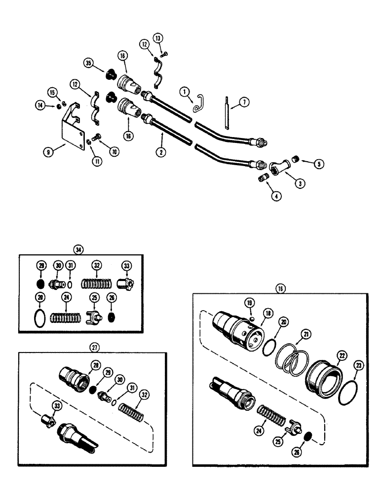 Схема запчастей Case 480CK - (142) - HYDRAULIC HOSES AND COUPLING 