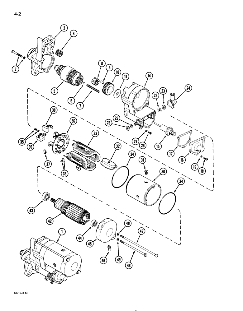 Схема запчастей Case 855D - (4-02) - STARTER (04) - ELECTRICAL SYSTEMS