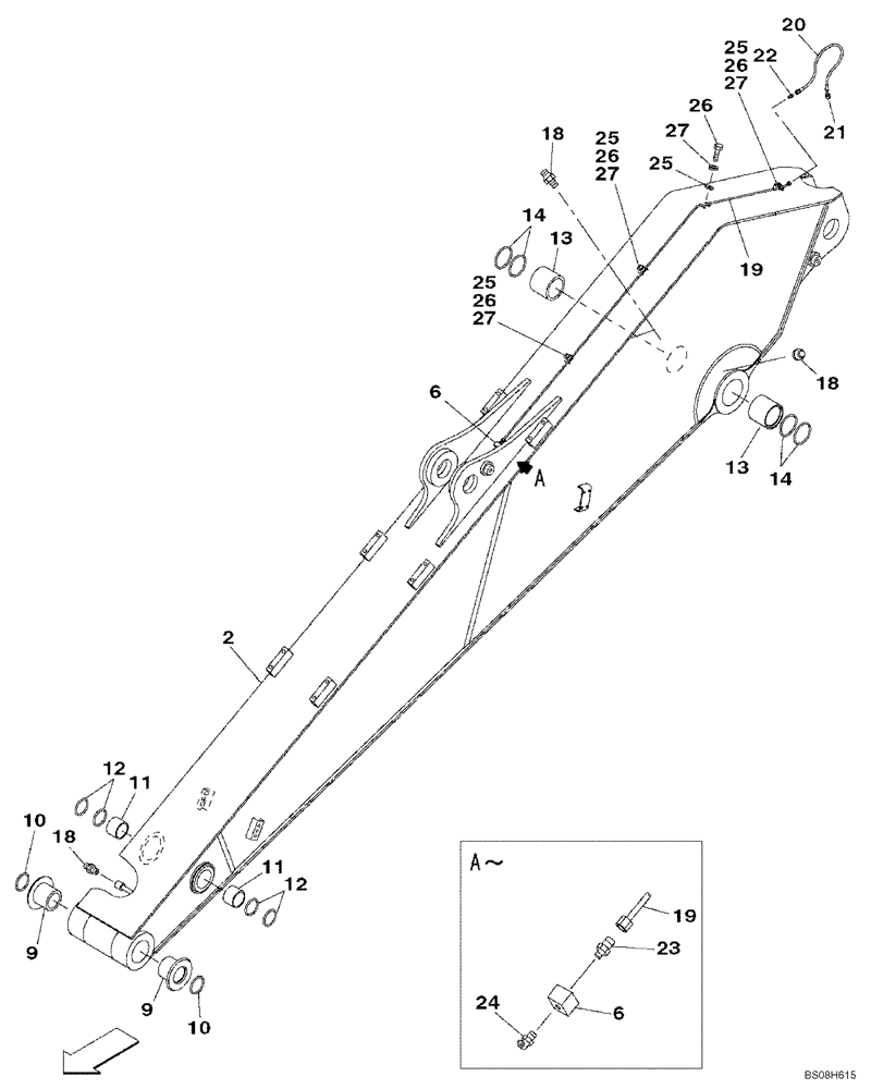 Схема запчастей Case CX470C - (09-203-00[01]) - ARM, EXCAVATOR, SUPER LONG (4.85 M) (14) - DIPPERSTICKS