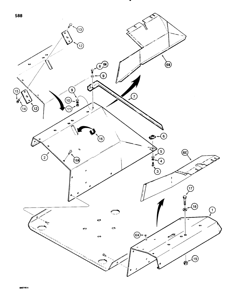 Схема запчастей Case 580E - (588) - REAR FENDERS, CAB MODELS ONLY, MODELS WITHOUT CAB OR CANOPY (09) - CHASSIS/ATTACHMENTS