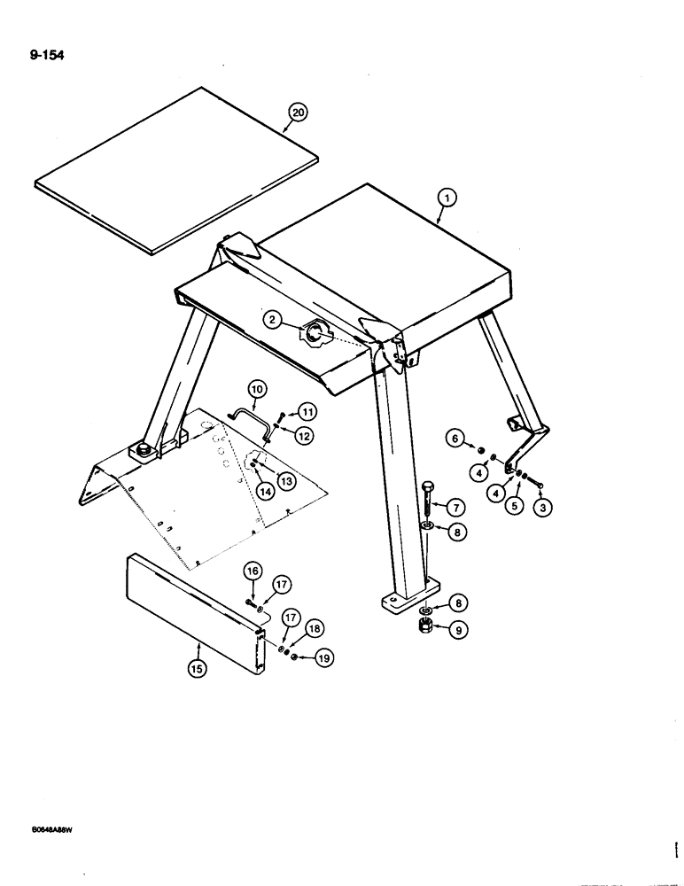 Схема запчастей Case 680L - (9-154) - ROPS CANOPY AND REAR CLOSURE PANEL (09) - CHASSIS/ATTACHMENTS