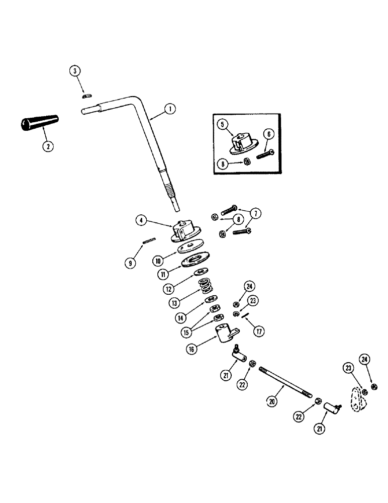 Схема запчастей Case 580B - (034) - UPPER THROTTLE LINKAGE, (188) DIESEL ENGINE (03) - FUEL SYSTEM