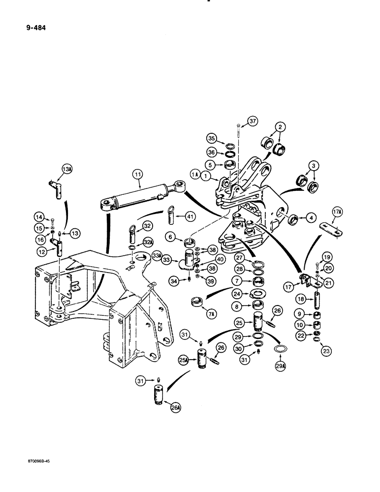 Схема запчастей Case 580K - (09-484) - BACKHOE SWING CYLINDERS AND SWING TOWER (09) - CHASSIS/ATTACHMENTS