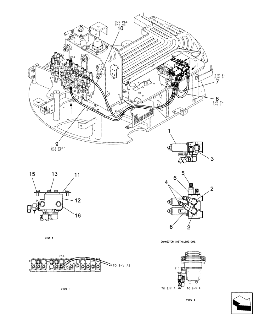 Схема запчастей Case CX31B - (01-057[00]) - CONTROL LINES, VALVE, NIBBLER & BREAKER (35) - HYDRAULIC SYSTEMS