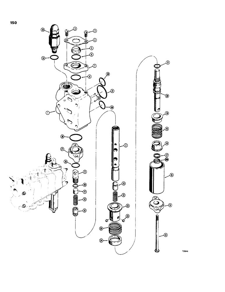 Схема запчастей Case 35 - (150) - 3-POINT HITCH, D57862 CNTRL VALVE - 4 SPOOL, D59663 LIFT SPOOL METRO-SPECIAL HITCH MDLS ONLY 