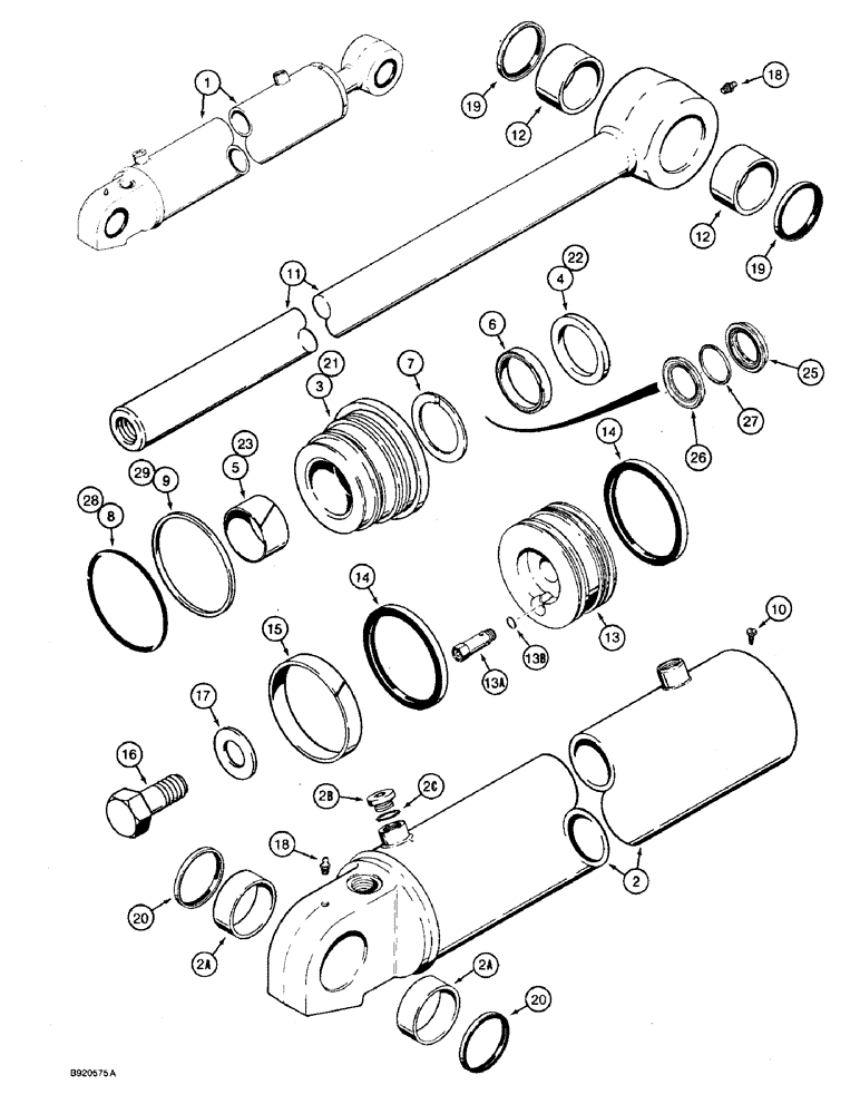 Схема запчастей Case 590 - (8-114) - 1980395C5 BACKHOE BOOM CYLINDER (08) - HYDRAULICS