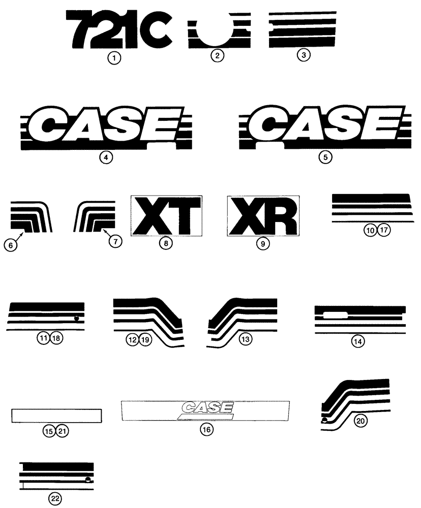 Схема запчастей Case 721C - (09-60) - DECALS (09) - CHASSIS