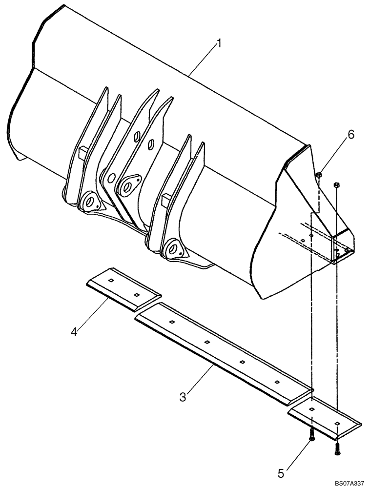 Схема запчастей Case 921E - (09-10) - LOADER BUCKET - WITH BOLT ON EDGE AND SKID PADS - 5.0 CU YDS (09) - CHASSIS