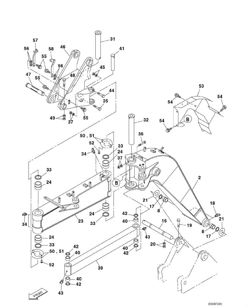 Схема запчастей Case CX135SR - (09-41A) - OFFSET BACKHOE BOOM (09) - CHASSIS/ATTACHMENTS