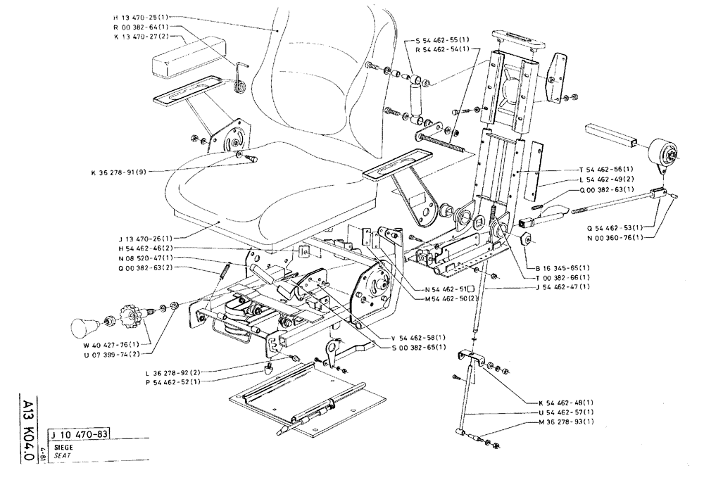 Схема запчастей Case 75C - (A13 K04.0) - SEAT (05) - UPPERSTRUCTURE CHASSIS