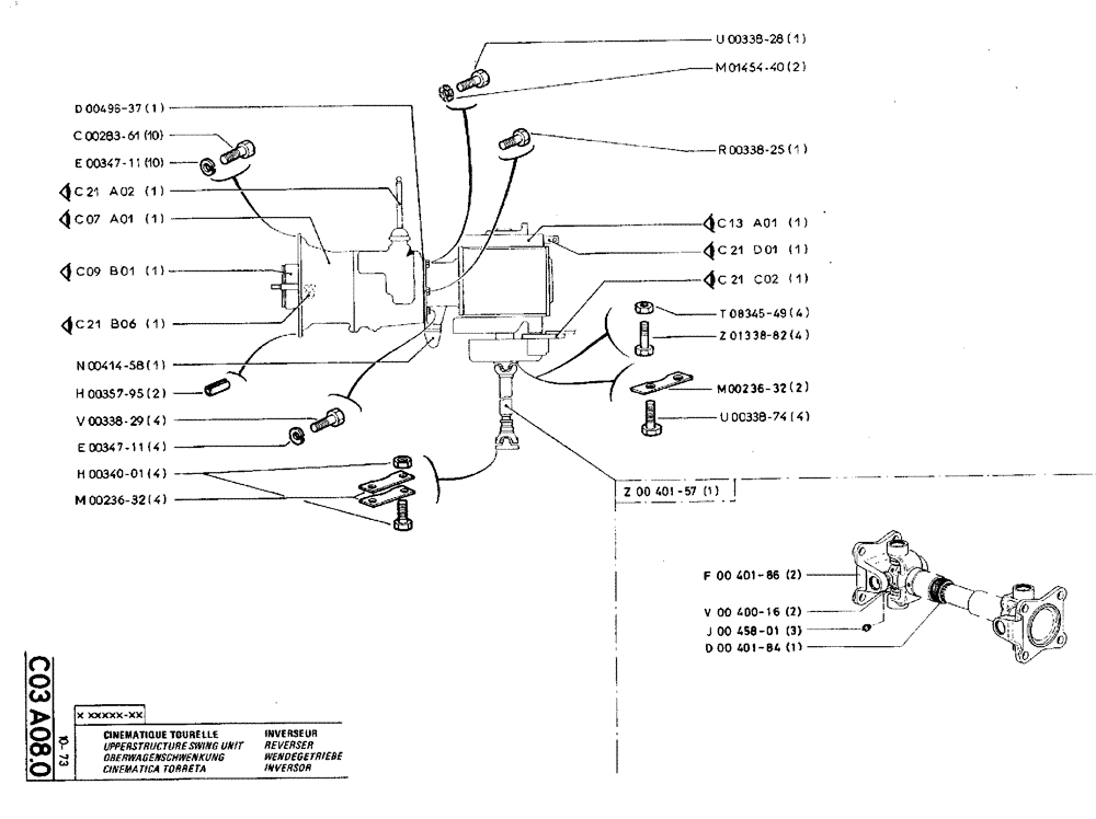 Схема запчастей Case TY45 - (C03 A08.0) - UPPERSTRUCTURE SWING UNIT - REVERSER (05) - UPPERSTRUCTURE CHASSIS