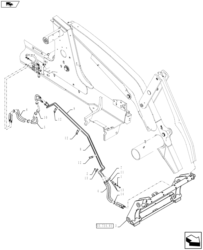 Схема запчастей Case 580SN WT - (35.701.29) - VAR - 423049 - HYDRAULICS - TOOL QUICK COUPLER, LOADER (35) - HYDRAULIC SYSTEMS