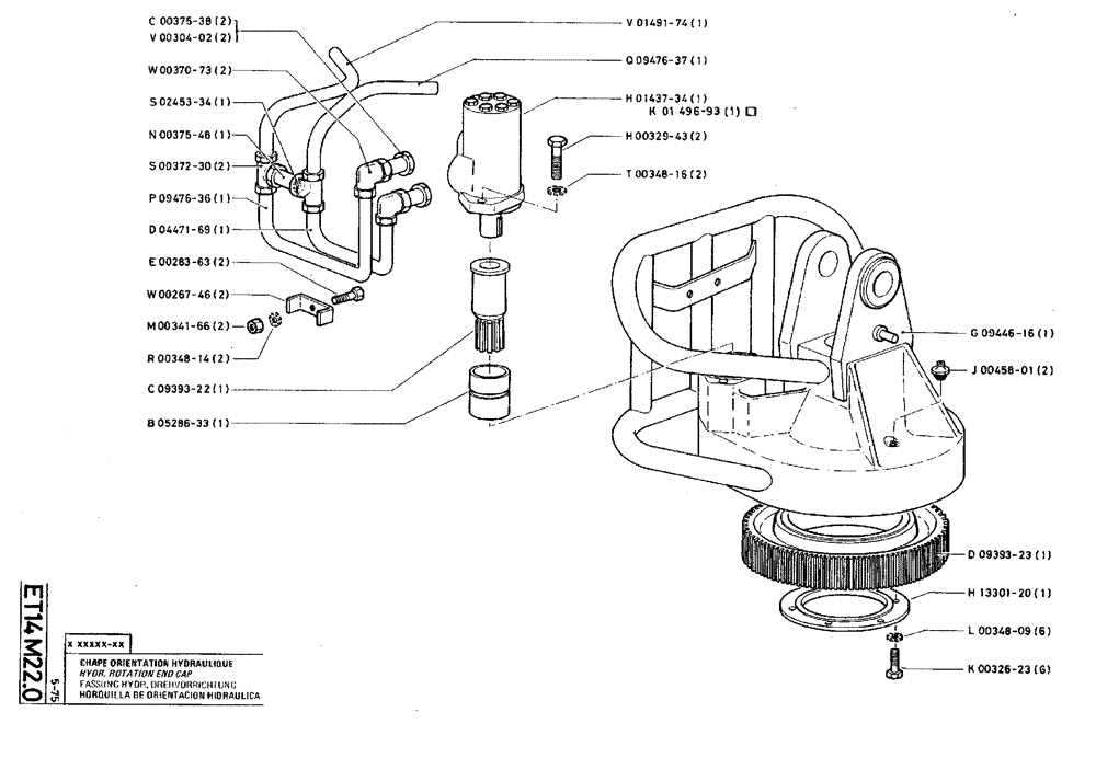 Схема запчастей Case TY45 - (ET14 M22.0) - HYDR. ROTATION END CAP (18) - ATTACHMENT ACCESSORIES