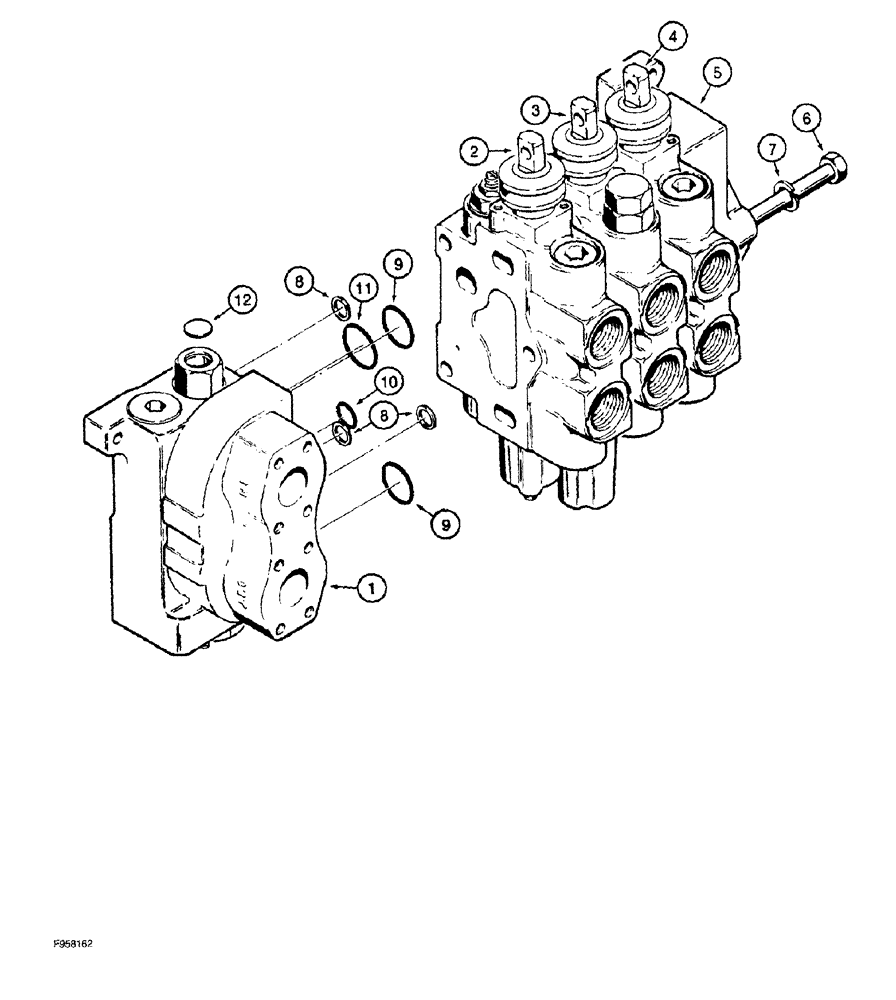 Схема запчастей Case 1150G - (8-044) - THREE-SPOOL VALVE, PRIOR TO JJG0218023 AND JJG0218024 - JJG0218478 (07) - HYDRAULIC SYSTEM