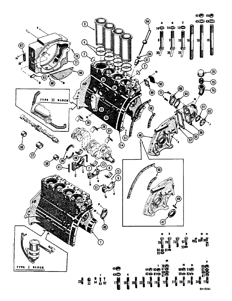 Схема запчастей Case 800 - (008) - ENGINE BLOCK AND RELATED PARTS (01) - ENGINE