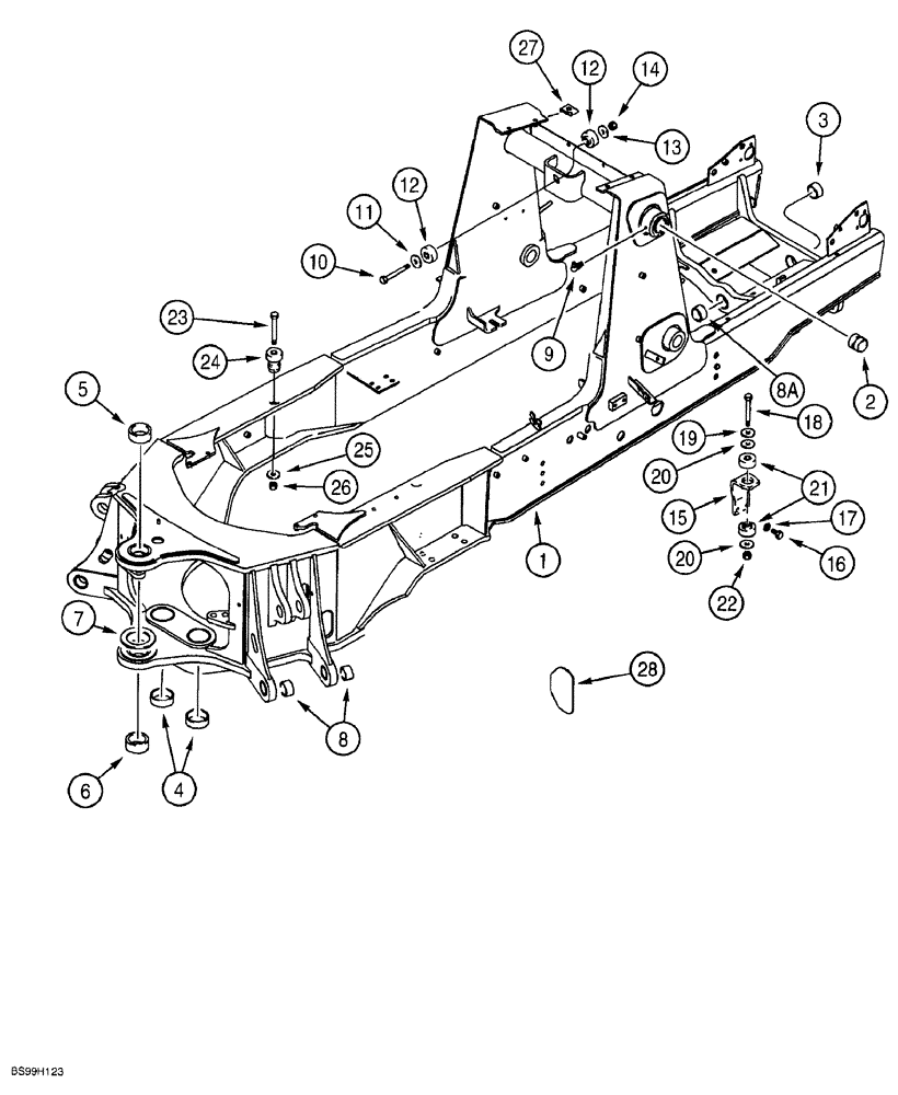 Схема запчастей Case 580SL - (9-077A) - CHASSIS AND OPERATOR COMPARTMENT POD MOUNTS (09) - CHASSIS/ATTACHMENTS