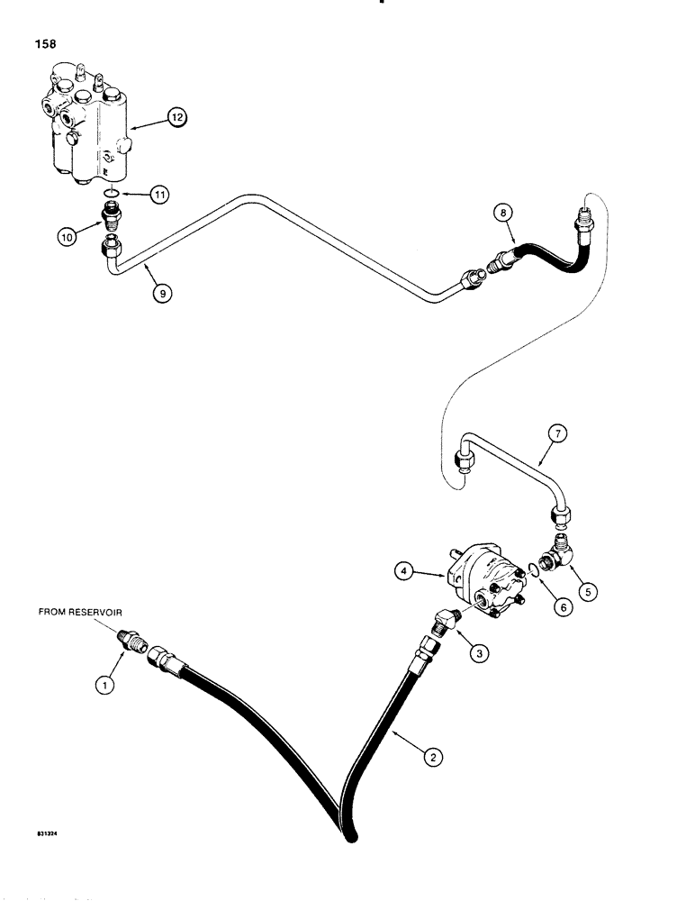 Схема запчастей Case P60 - (158) - STEERING AND EQUIPMENT PUMP HYDRAULIC CIRCUIT, USED ON 30+4 BEFORE S/N 4500, ON 40+4 BEFORE S/N 3400 (41) - STEERING