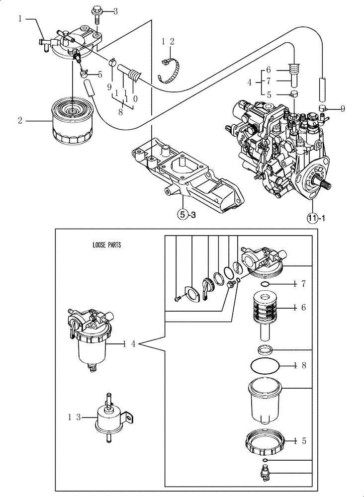 Схема запчастей Case CX31B - (3TNV88-BPYB-28) - FUEL LINE (00) - GENERAL & PICTORIAL INDEX